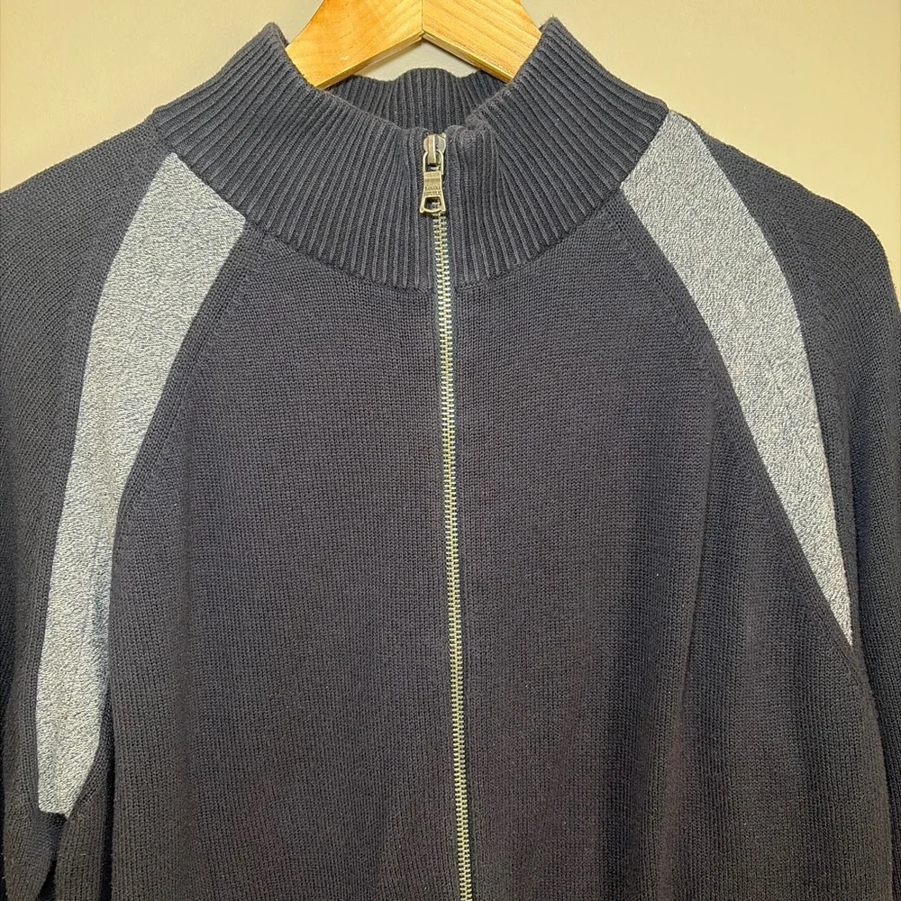 Banana Republic Men's Full Zip Cotton Navy Gray XL
